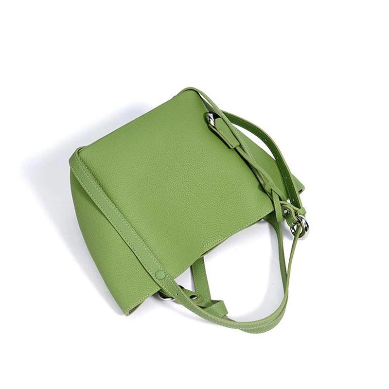 Genuine Leather Large Capacity Women's Bucket Handbag