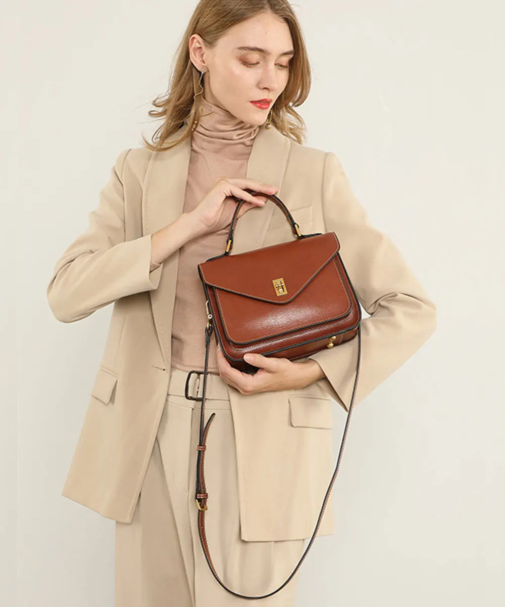 Real Cowhide Crossbody Bag  – Retro Designer Small Satchels