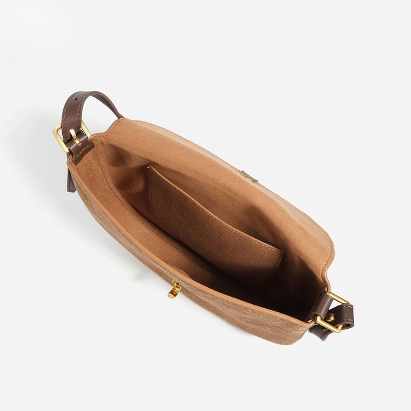 Luxury Women’s Leather Suede Shoulder Saddle Crossbody Bag