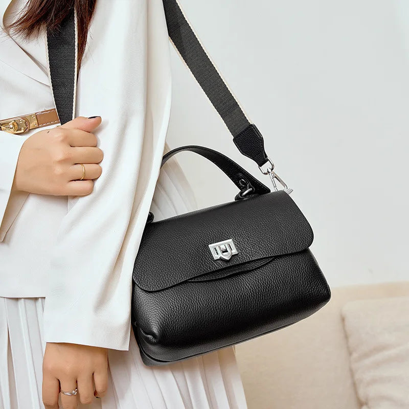 Women's Genuine Leather Crossbody Handbag – Luxury Top-Handle Purse