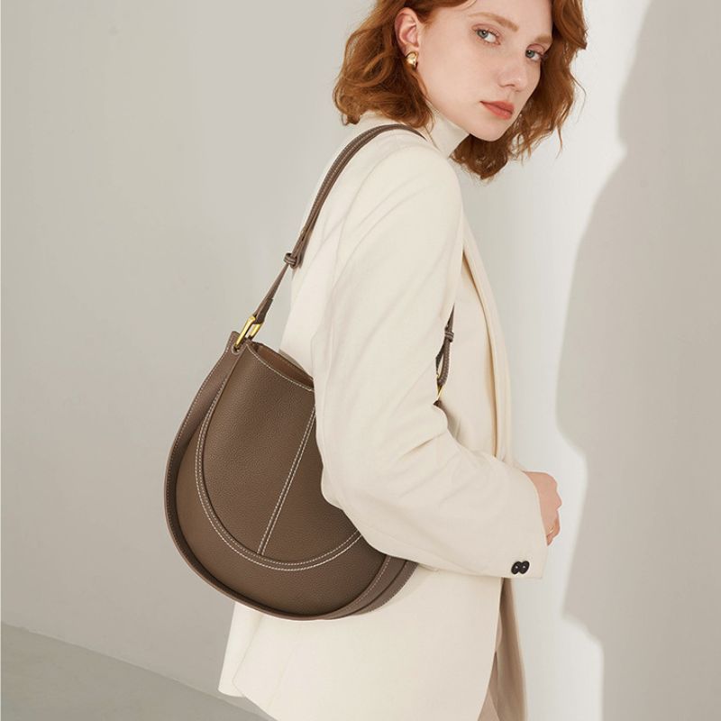 Luxury Soft Leather Crossbody Saddle Bag