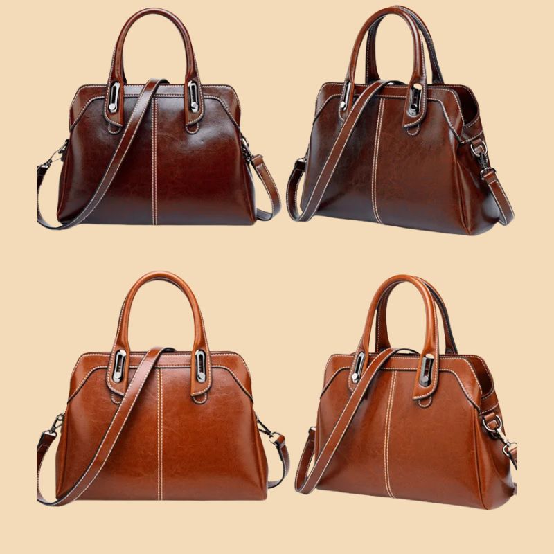 Genuine Leather Women Handbag – Top Handle Crossbody Messenger Bag