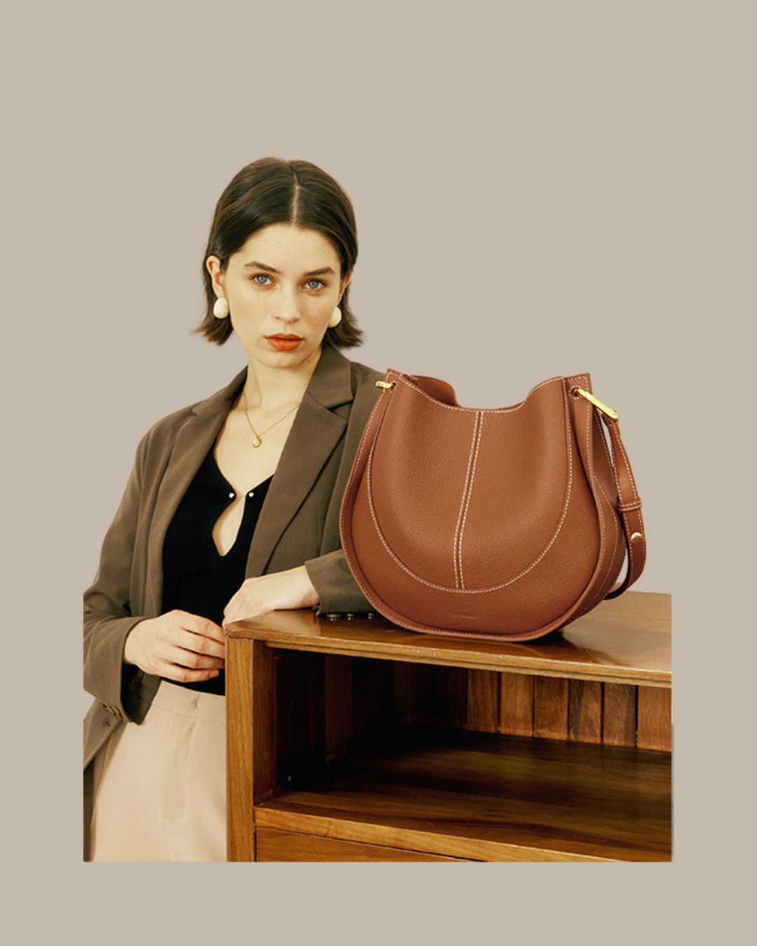 Luxury Soft Leather Crossbody Saddle Bag