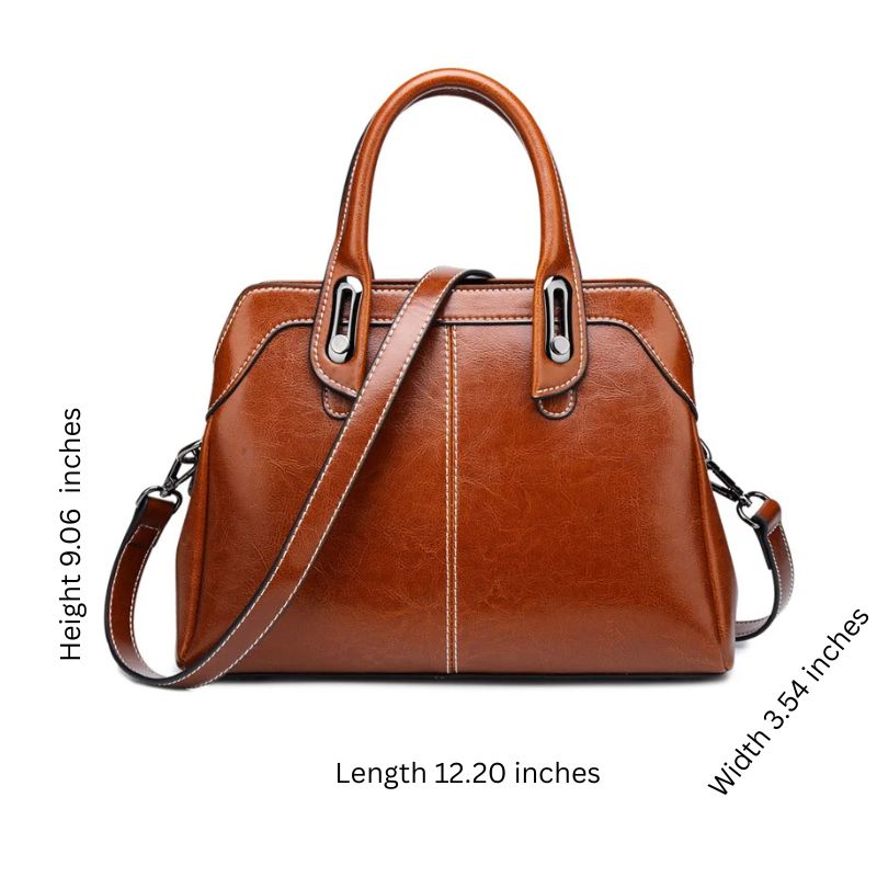 Genuine Leather Women Handbag – Top Handle Crossbody Messenger Bag