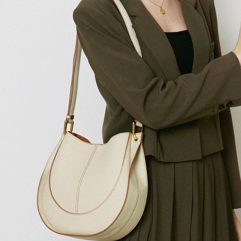 Luxury Soft Leather Crossbody Saddle Bag