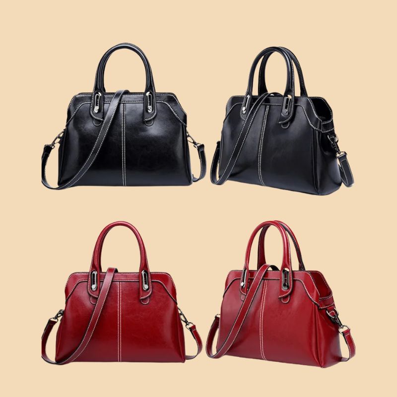 Genuine Leather Women Handbag – Top Handle Crossbody Messenger Bag