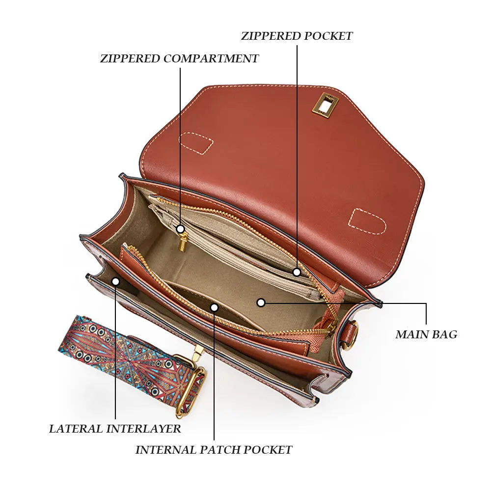 Real Cowhide Crossbody Bag  – Retro Designer Small Satchels