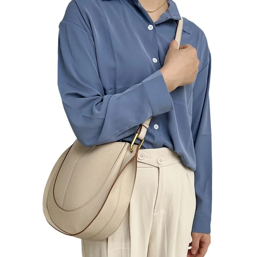 Luxury Soft Leather Crossbody Saddle Bag