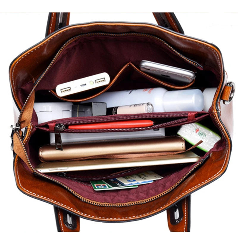Genuine Leather Women Handbag – Top Handle Crossbody Messenger Bag