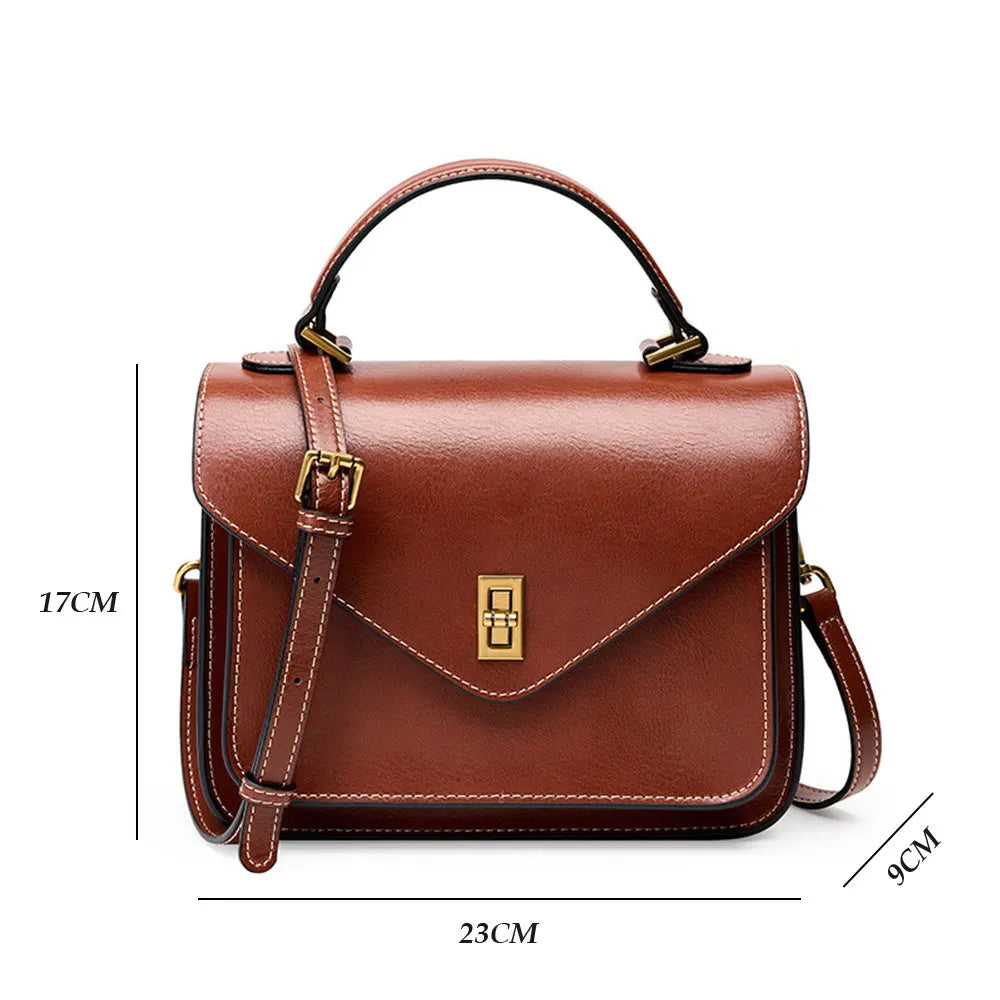 Real Cowhide Crossbody Bag  – Retro Designer Small Satchels