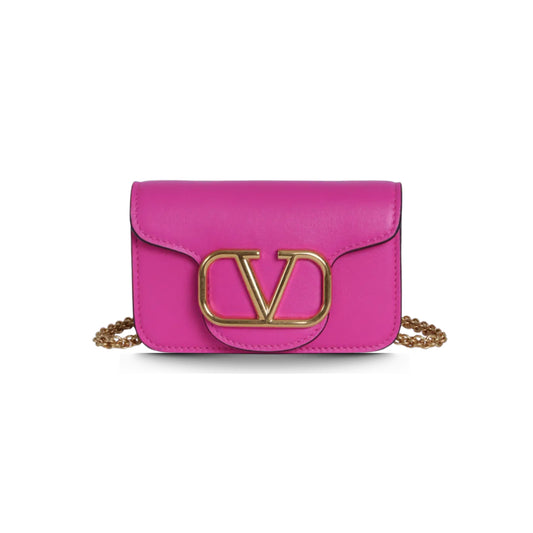 Leather Shoulder Bag in Pink