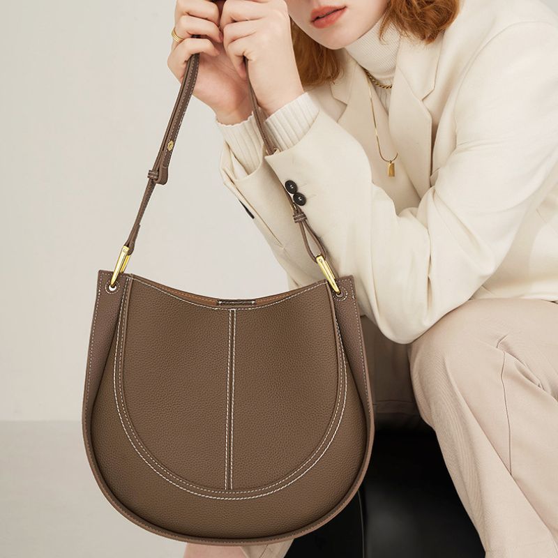 Luxury Soft Leather Crossbody Saddle Bag