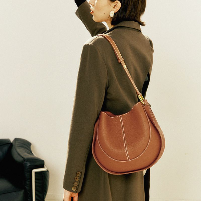 Luxury Soft Leather Crossbody Saddle Bag