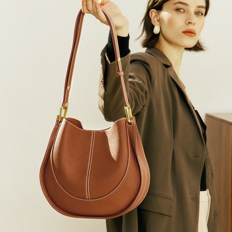 Luxury Soft Leather Crossbody Saddle Bag