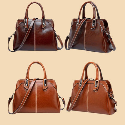 Genuine Leather Women Handbag – Top Handle Crossbody Messenger Bag