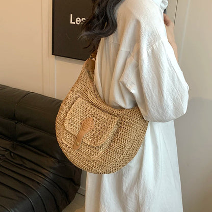 Straw Crossbody Bag Stylish Retro Vacation Look