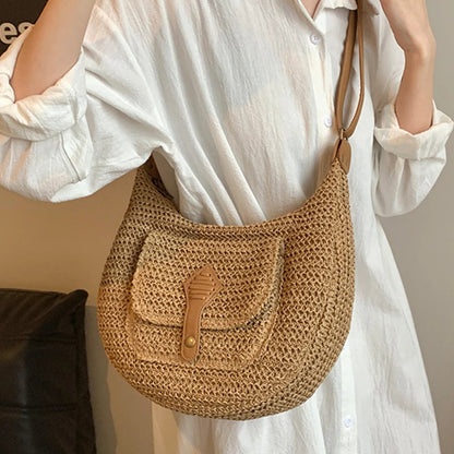 Straw Crossbody Bag Stylish Retro Vacation Look