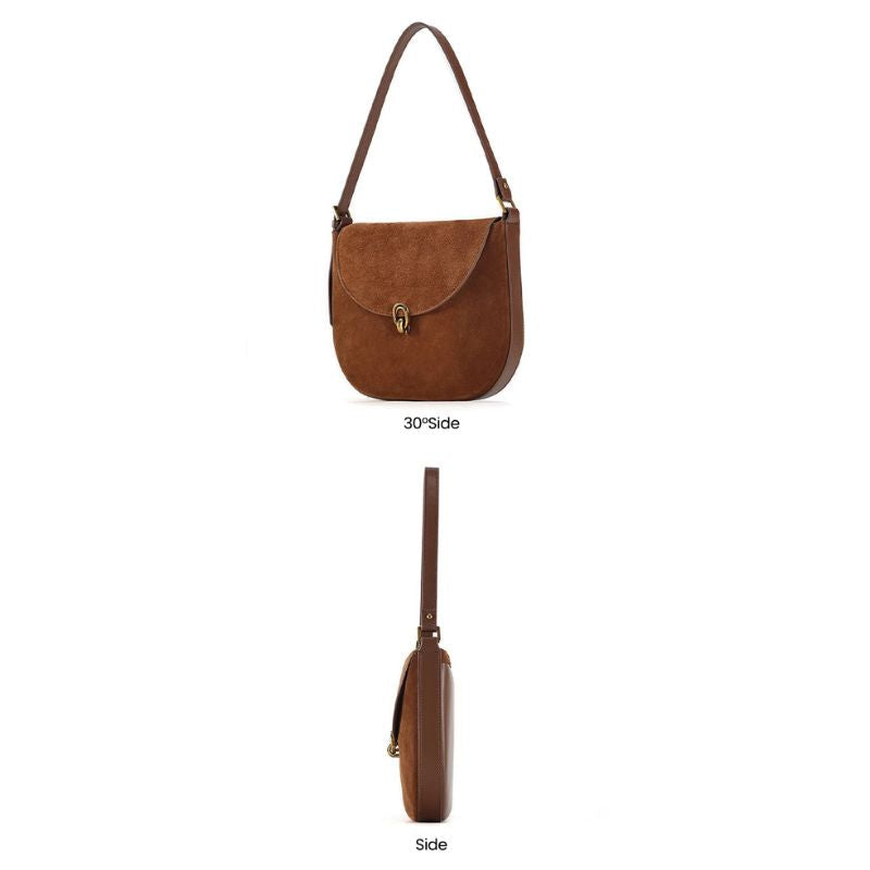 Luxury Women’s Leather Suede Shoulder Saddle Crossbody Bag