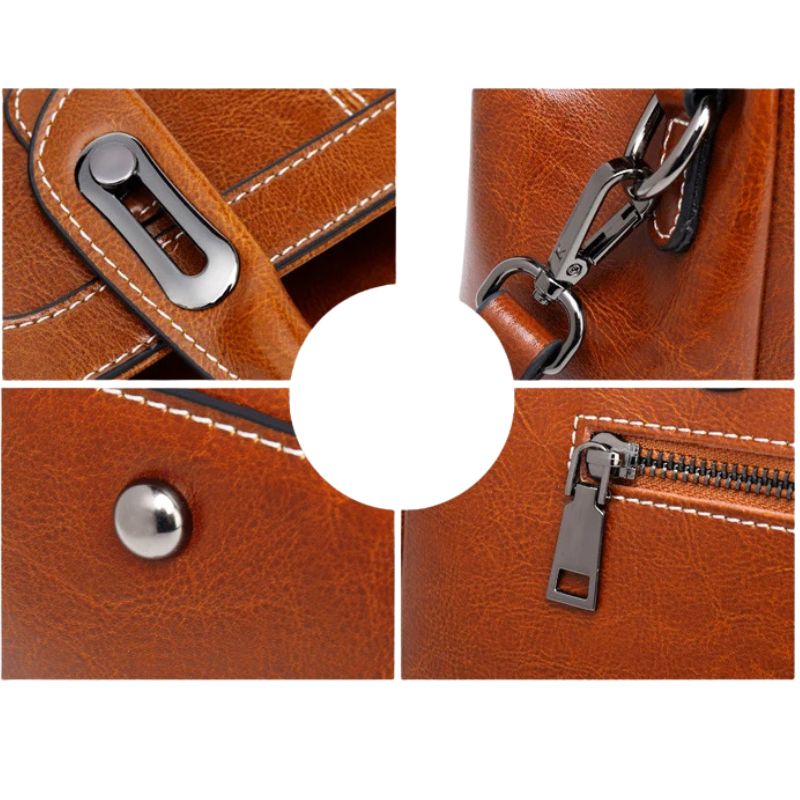 Genuine Leather Women Handbag – Top Handle Crossbody Messenger Bag