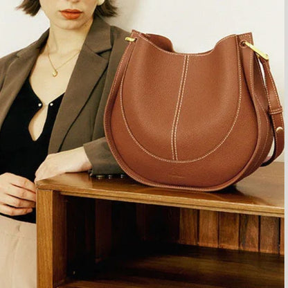 Luxury Soft Leather Crossbody Saddle Bag