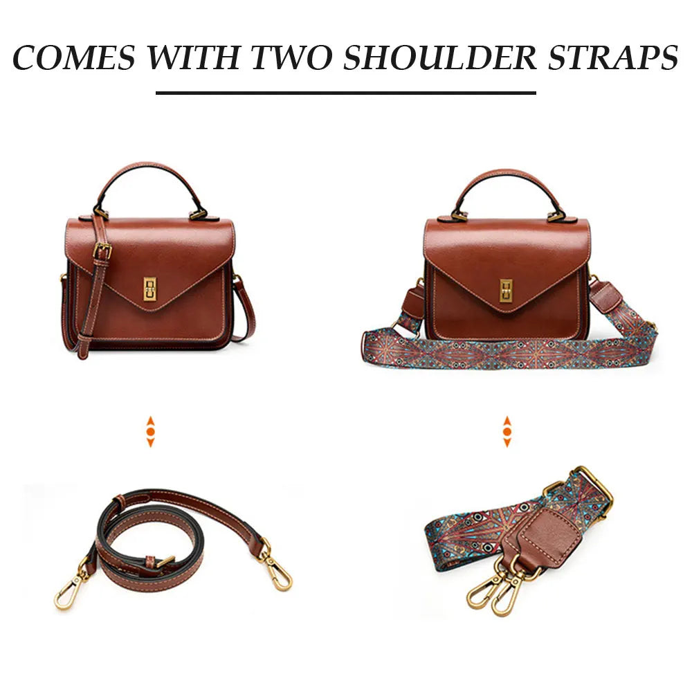 Real Cowhide Crossbody Bag  – Retro Designer Small Satchels