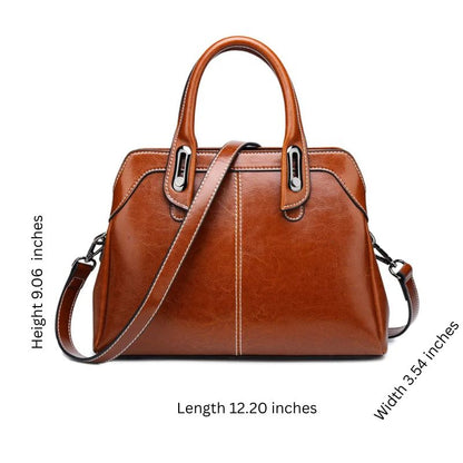 Genuine Leather Women Handbag – Top Handle Crossbody Messenger Bag