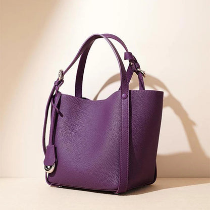 Genuine Leather Large Capacity Women's Bucket Handbag