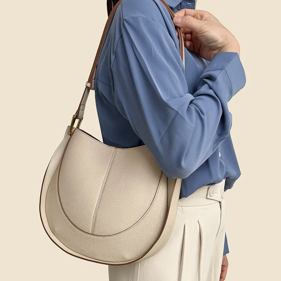 Luxury Soft Leather Crossbody Saddle Bag