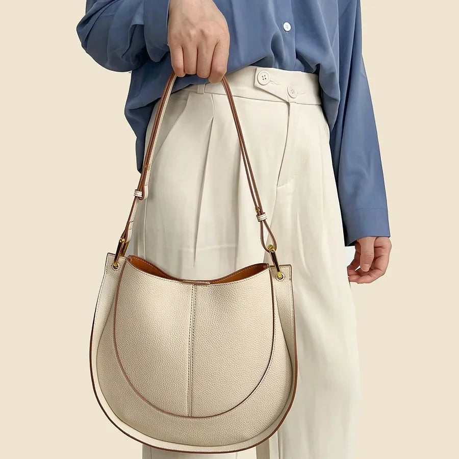 Luxury Soft Leather Crossbody Saddle Bag