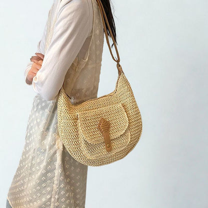Straw Crossbody Bag Stylish Retro Vacation Look