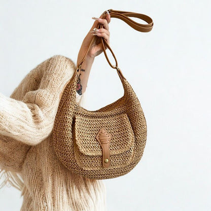 Straw Crossbody Bag Stylish Retro Vacation Look