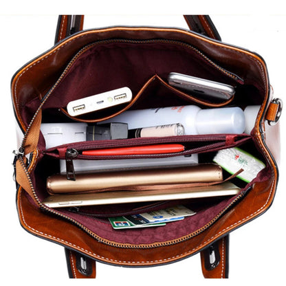 Genuine Leather Women Handbag – Top Handle Crossbody Messenger Bag