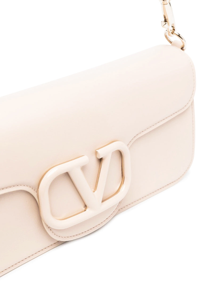 Loco Calfskin Schultertasche in Puderrosa