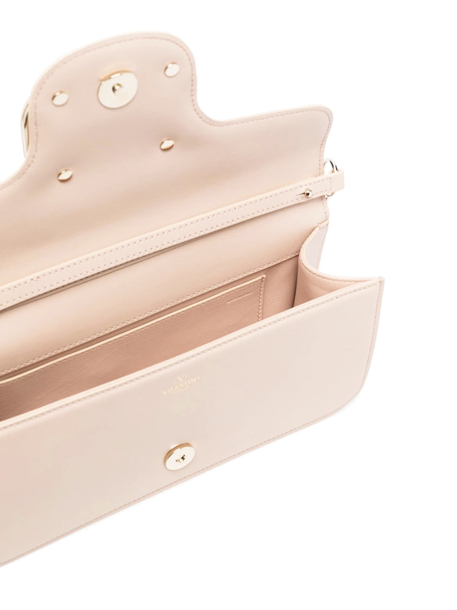 Loco Calfskin Schultertasche in Puderrosa