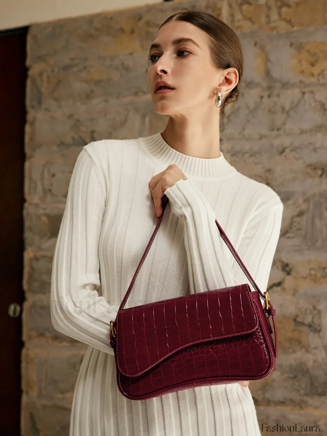 Buckle Checkered Small Armpit Bag